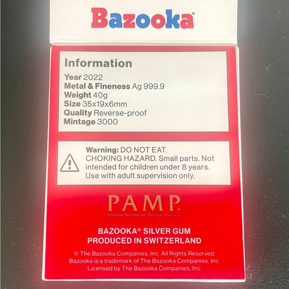 75th Anniversary Bazooka Joe® - Silver Wafer PAMP Mint 99,99% Pure Silver.(Rare) - Picture 3 of 16